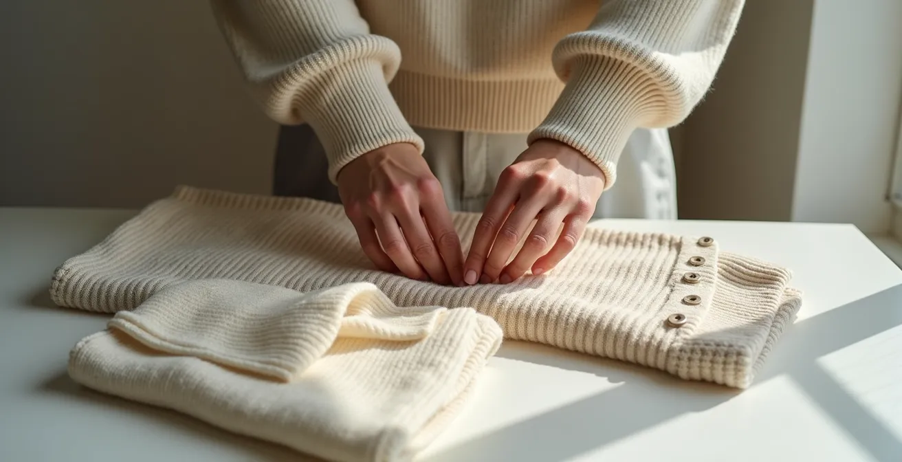 Composition minimaliste de trois pièces essentielles en maille française